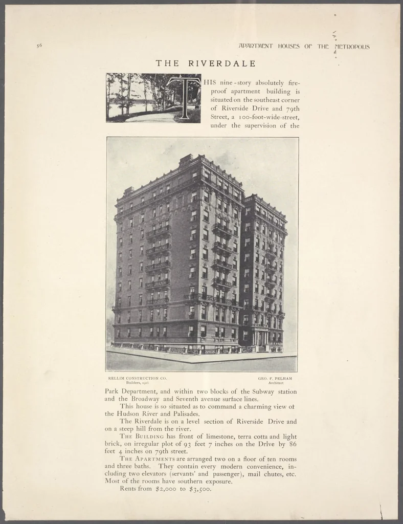 An illustration from Apartment houses of the metropolis, 1908, leaf 56