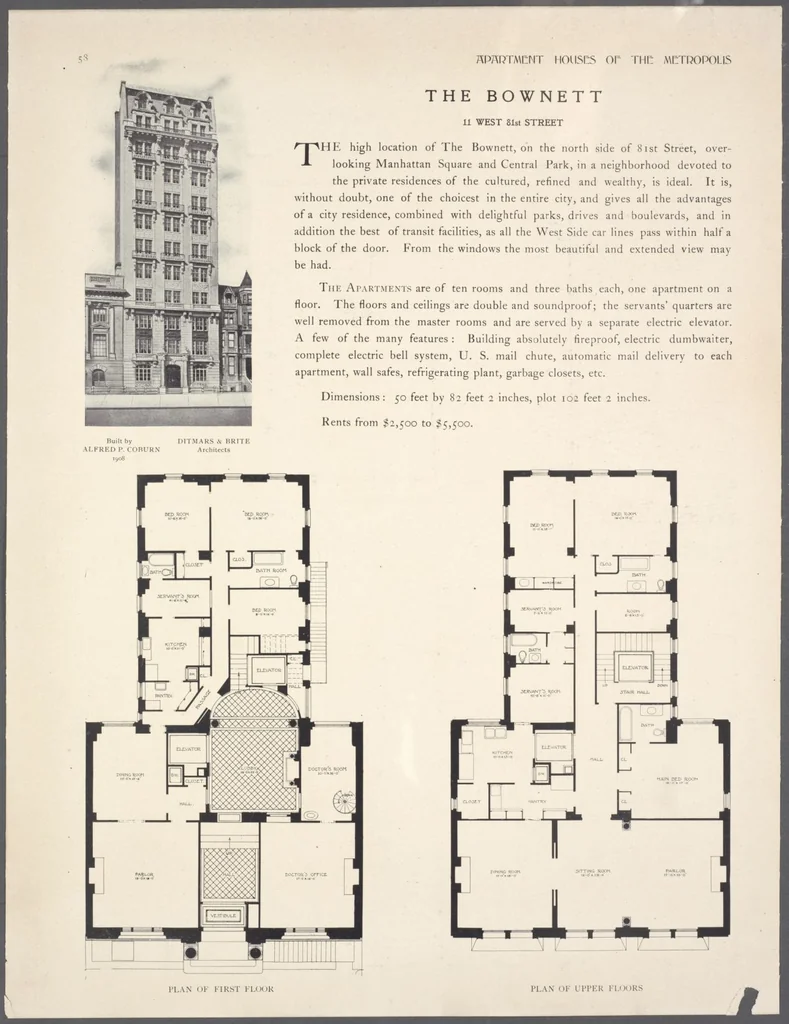 An illustration from Apartment houses of the metropolis, 1908, leaf 58