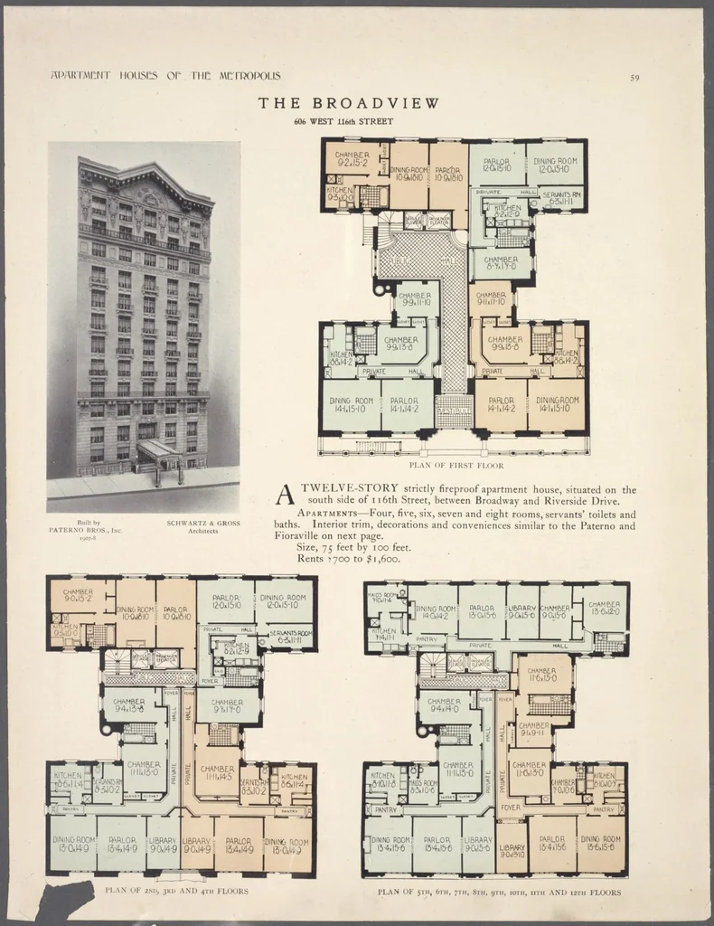 An illustration from Apartment houses of the metropolis, 1908, leaf 59