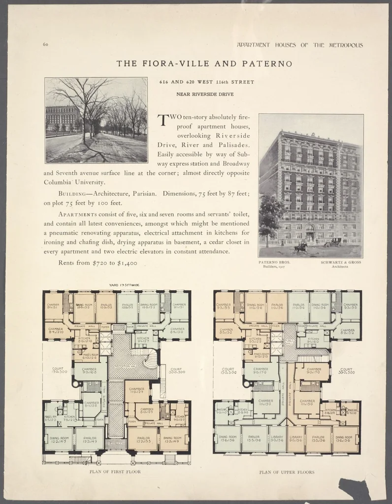 An illustration from Apartment houses of the metropolis, 1908, leaf 60
