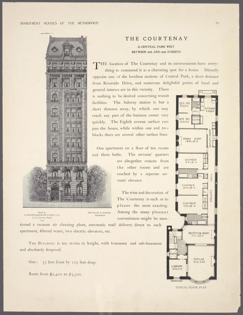 An illustration from Apartment houses of the metropolis, 1908, leaf 63