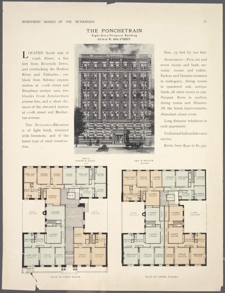 An illustration from Apartment houses of the metropolis, 1908, leaf 65