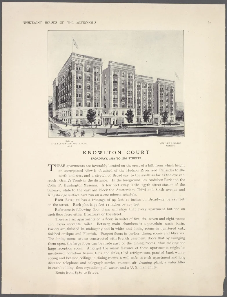 An illustration from Apartment houses of the metropolis, 1908, leaf 67