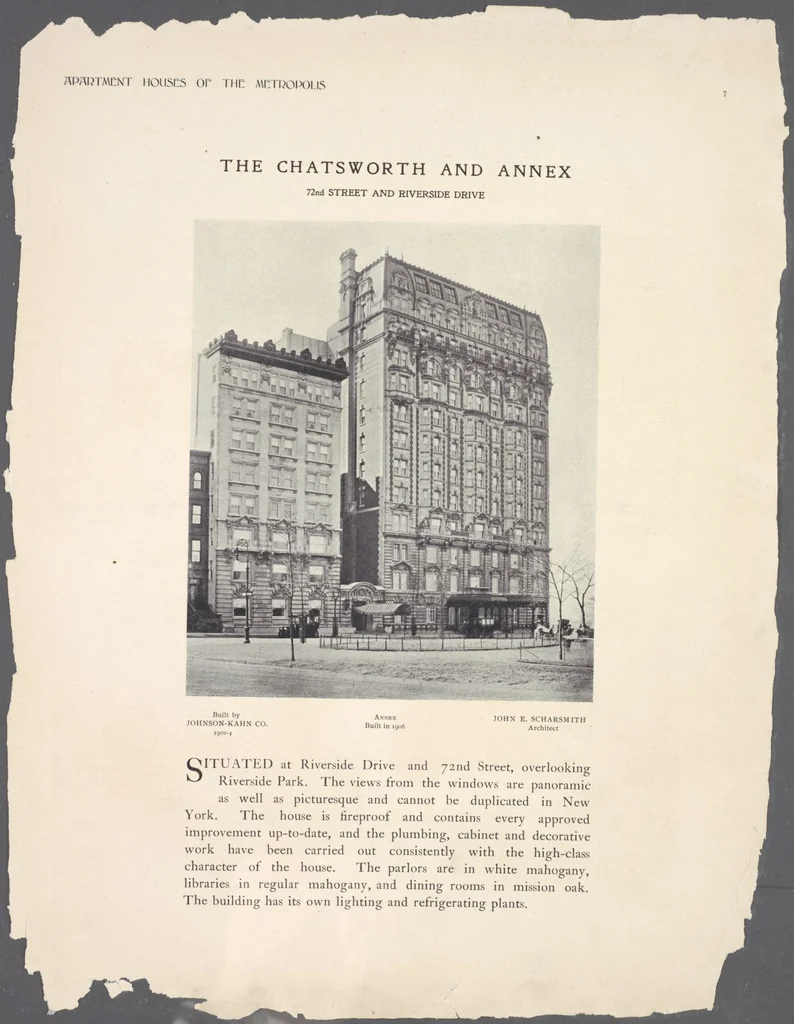 An illustration from Apartment houses of the metropolis, 1908, leaf 7