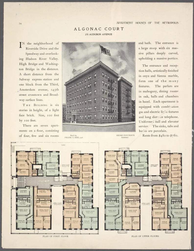 An illustration from Apartment houses of the metropolis, 1908, leaf 74