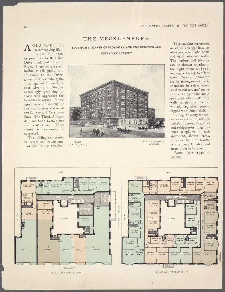 An illustration from Apartment houses of the metropolis, 1908, leaf 76