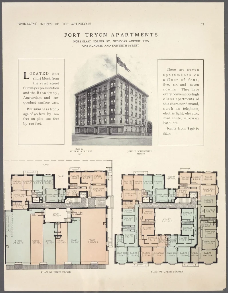 An illustration from Apartment houses of the metropolis, 1908, leaf 77