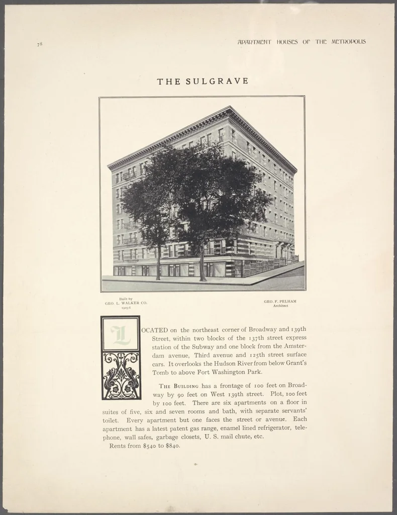 An illustration from Apartment houses of the metropolis, 1908, leaf 78