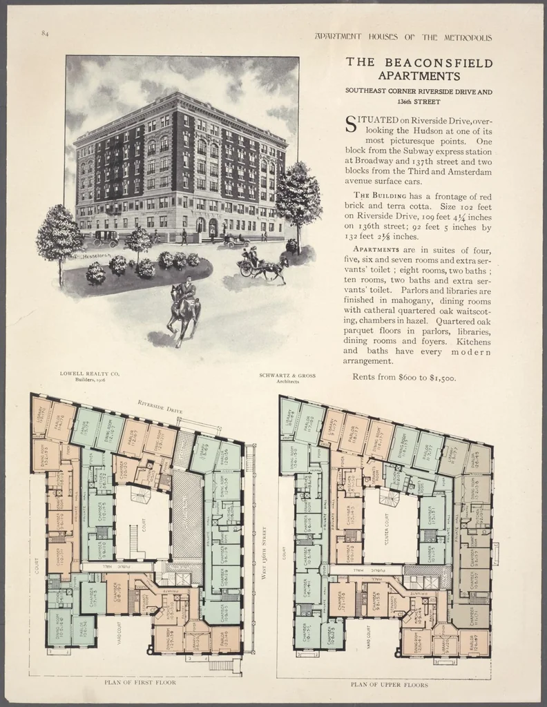 An illustration from Apartment houses of the metropolis, 1908, leaf 84