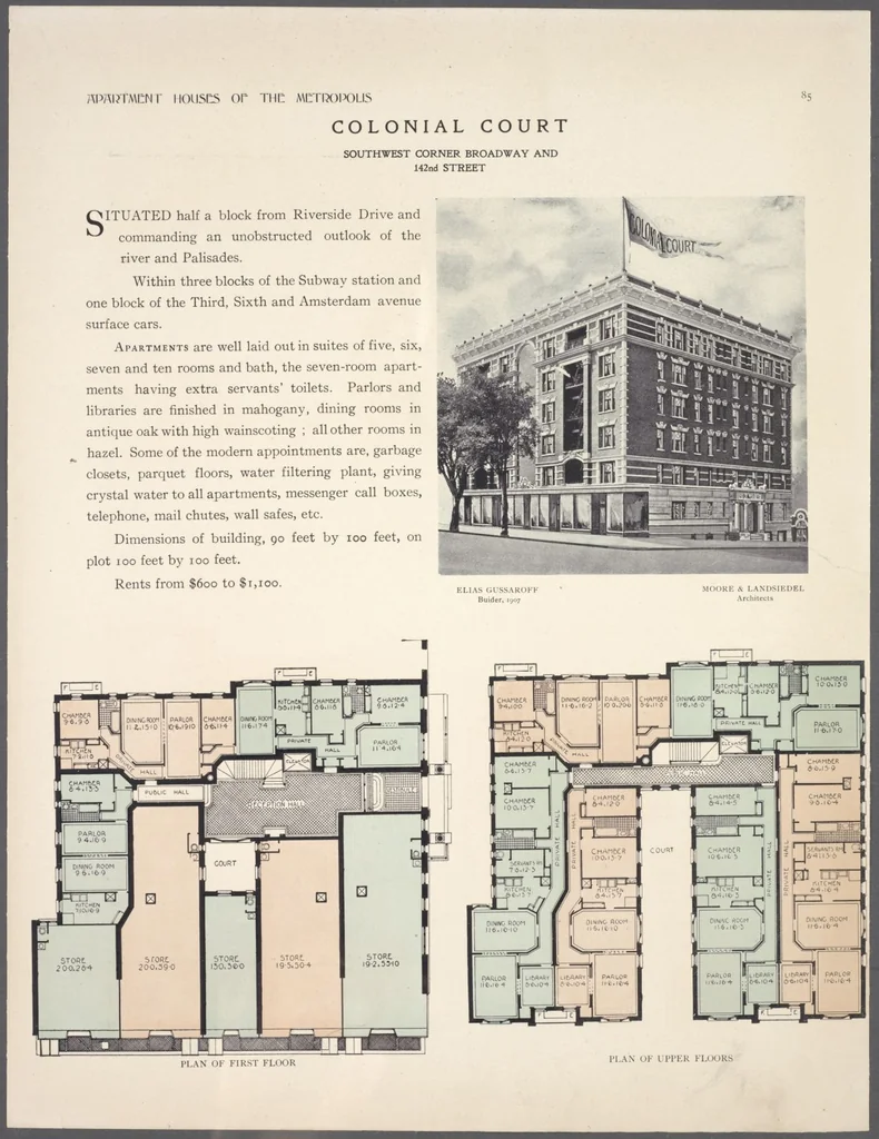 An illustration from Apartment houses of the metropolis, 1908, leaf 85