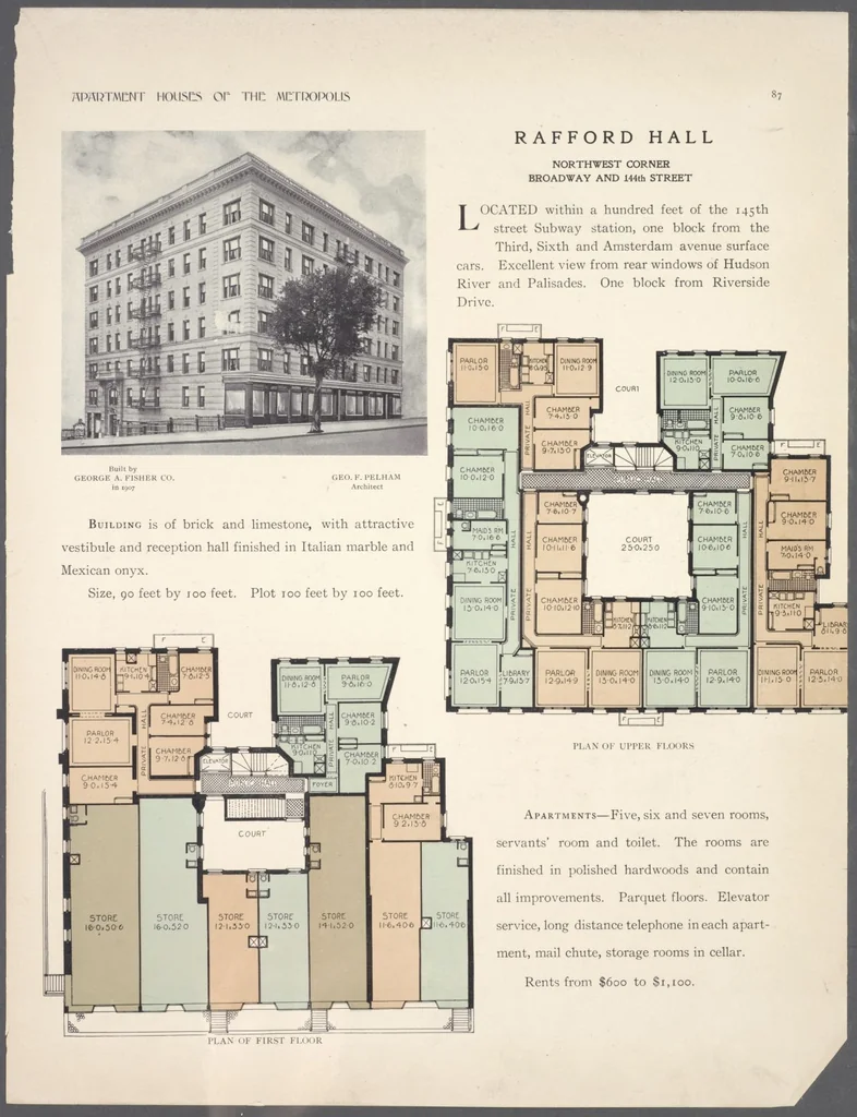 An illustration from Apartment houses of the metropolis, 1908, leaf 87