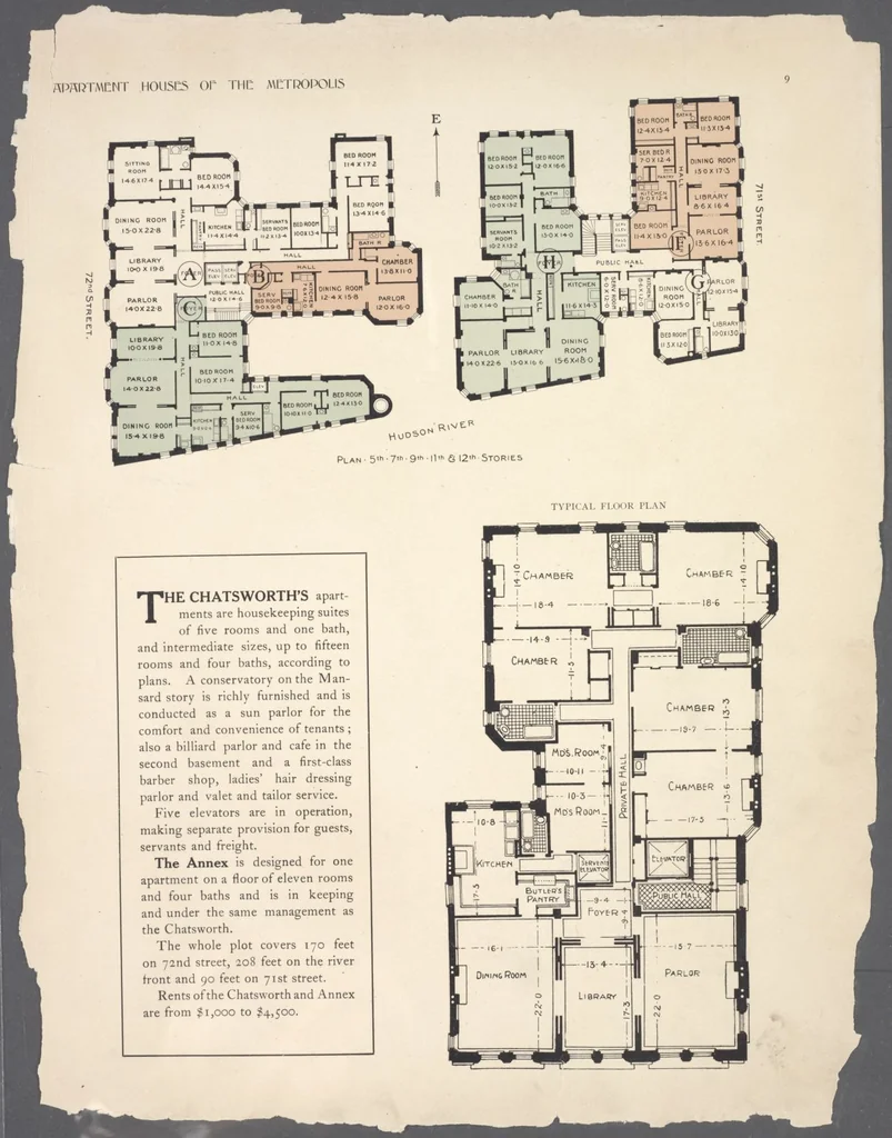 An illustration from Apartment houses of the metropolis, 1908, leaf 9