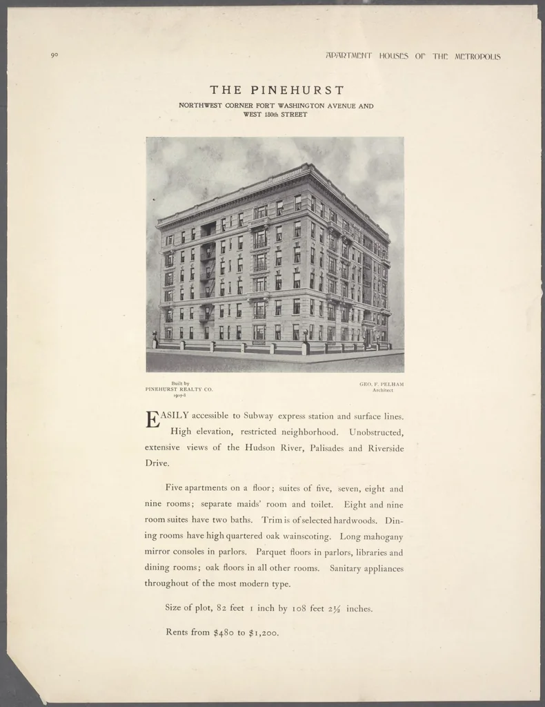 An illustration from Apartment houses of the metropolis, 1908, leaf 90