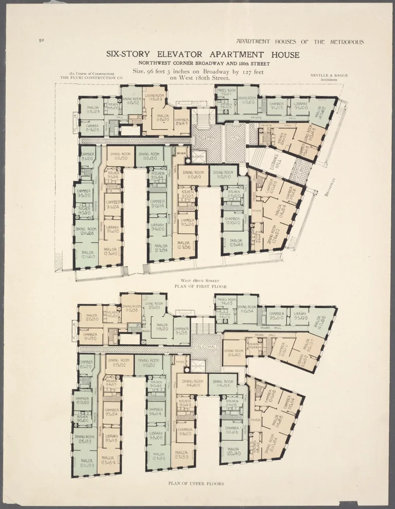 An illustration from Apartment houses of the metropolis, 1908, leaf 92