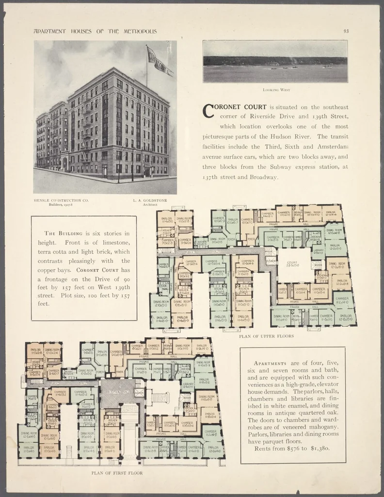 An illustration from Apartment houses of the metropolis, 1908, leaf 93