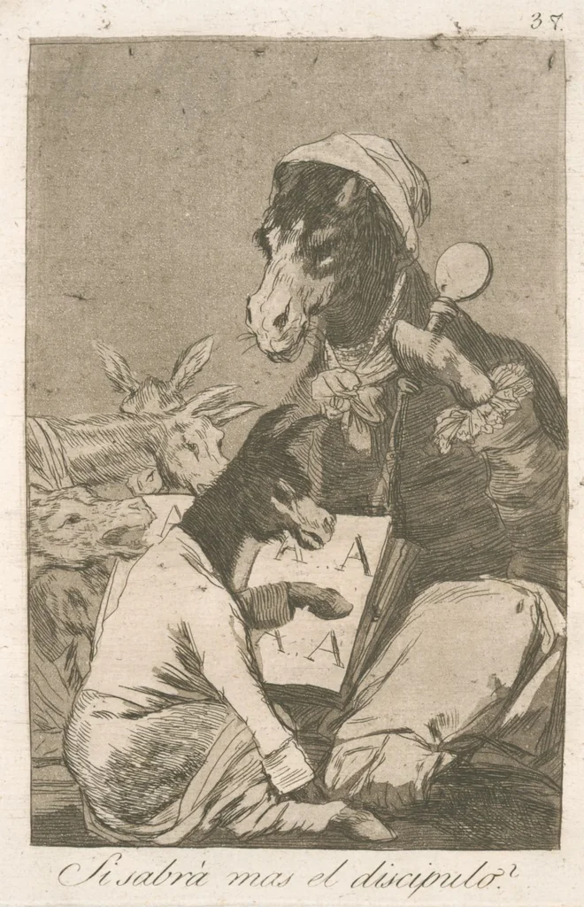 An illustration from Los caprichos, 1799, leaf 39