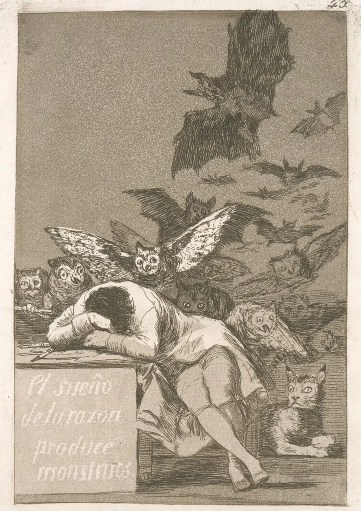 An illustration from Los caprichos, 1799, leaf 45