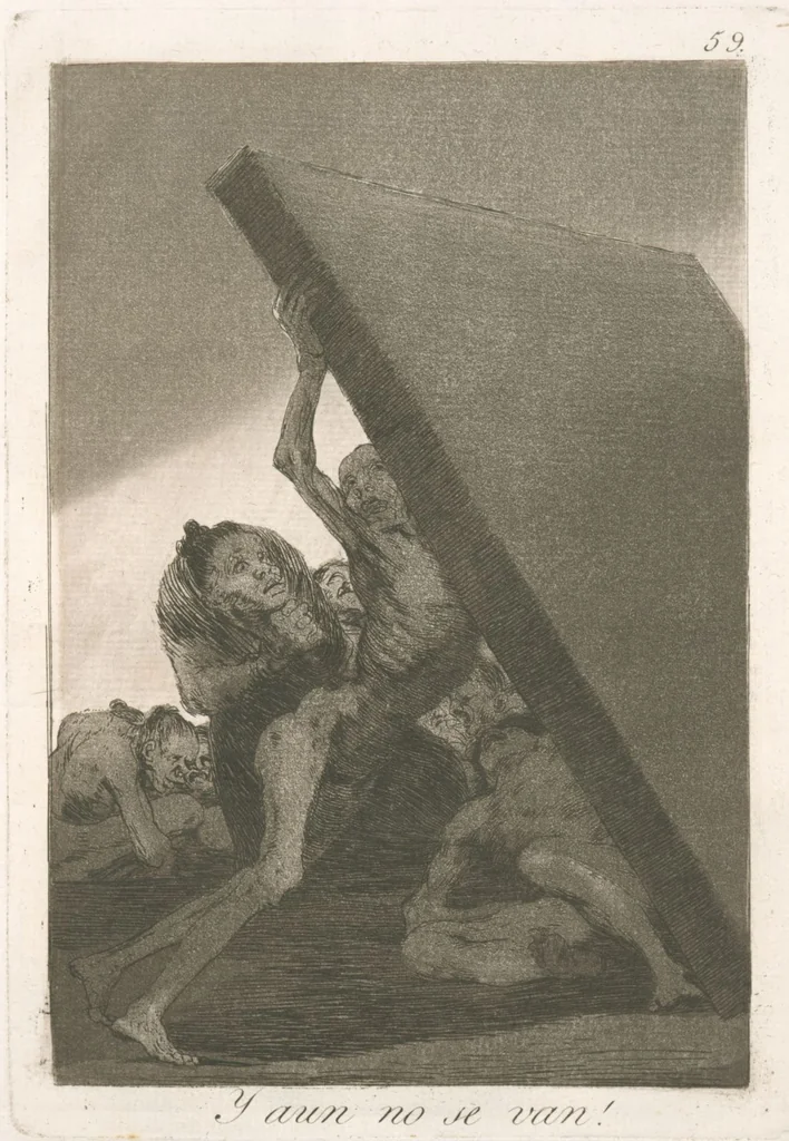 An illustration from Los caprichos, 1799, leaf 61