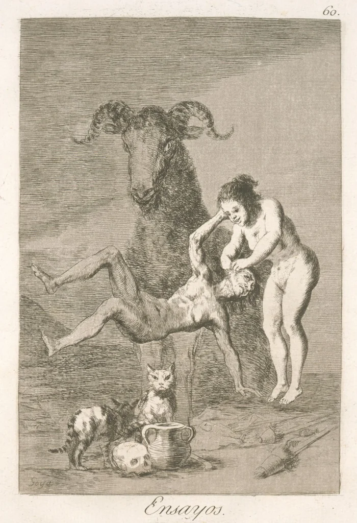 An illustration from Los caprichos, 1799, leaf 62