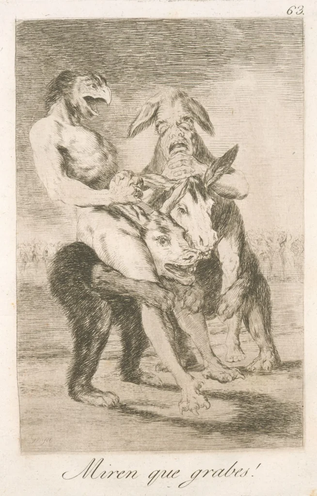 An illustration from Los caprichos, 1799, leaf 65