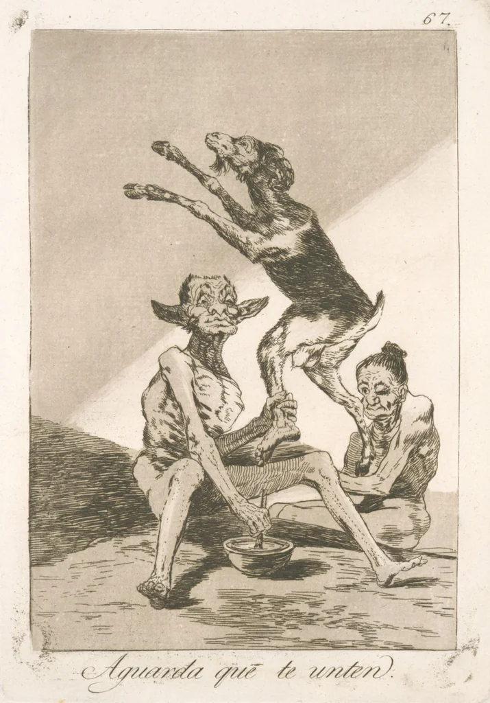 An illustration from Los caprichos, 1799, leaf 69