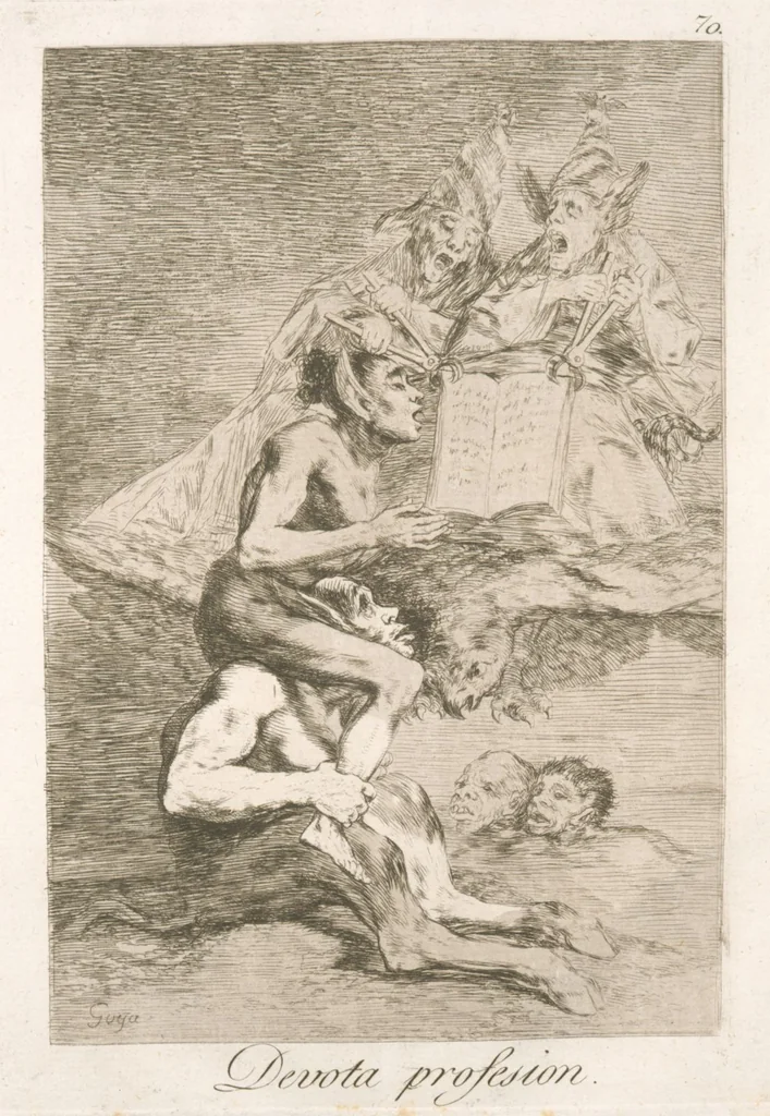 An illustration from Los caprichos, 1799, leaf 72