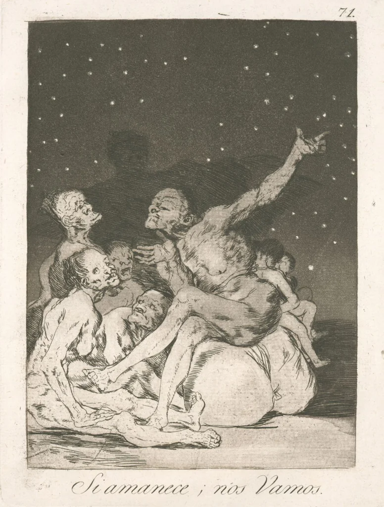 An illustration from Los caprichos, 1799, leaf 73