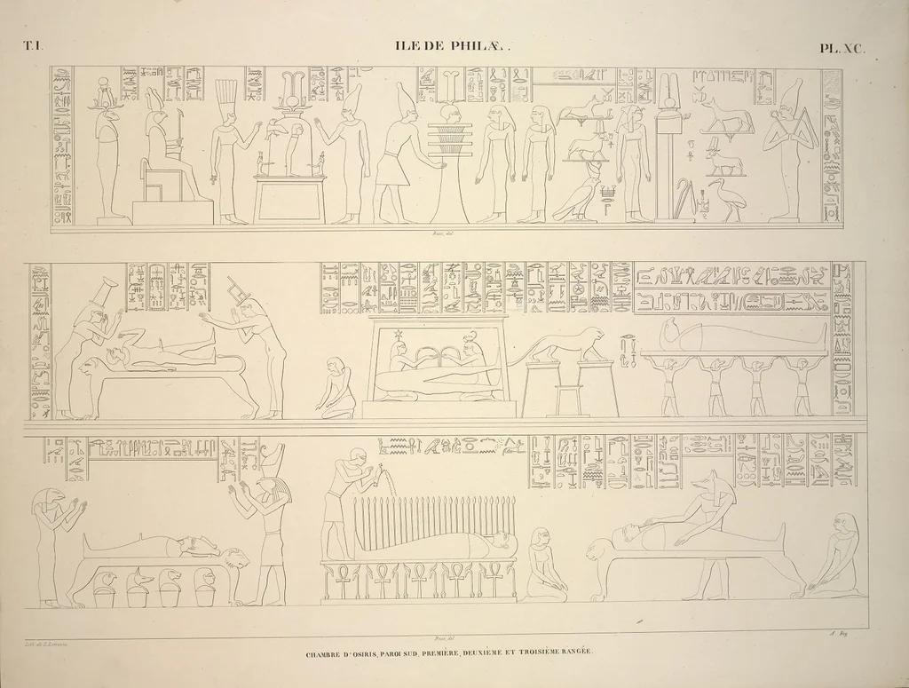 An illustration from Monuments de l'Égypte et de la Nubie, d'après les dessins exécutés sur les lieux sous la direction de Champollion-le-jeune, et les descriptions autographes qu'il en a rédigées; pub. sous les auspices de M. Guizot et de M. Thiers ... par une commission spéciale. Planches, 1835, leaf 101
