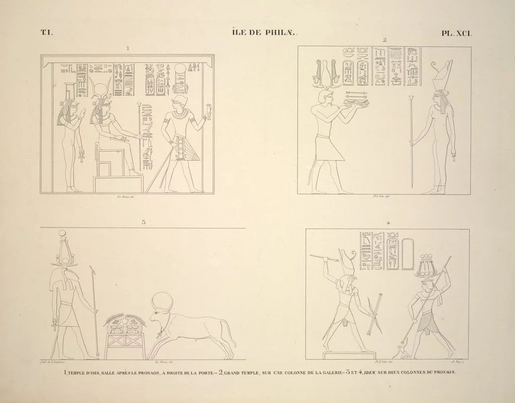 An illustration from Monuments de l'Égypte et de la Nubie, d'après les dessins exécutés sur les lieux sous la direction de Champollion-le-jeune, et les descriptions autographes qu'il en a rédigées; pub. sous les auspices de M. Guizot et de M. Thiers ... par une commission spéciale. Planches, 1835, leaf 102