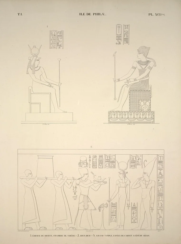 An illustration from Monuments de l'Égypte et de la Nubie, d'après les dessins exécutés sur les lieux sous la direction de Champollion-le-jeune, et les descriptions autographes qu'il en a rédigées; pub. sous les auspices de M. Guizot et de M. Thiers ... par une commission spéciale. Planches, 1835, leaf 103