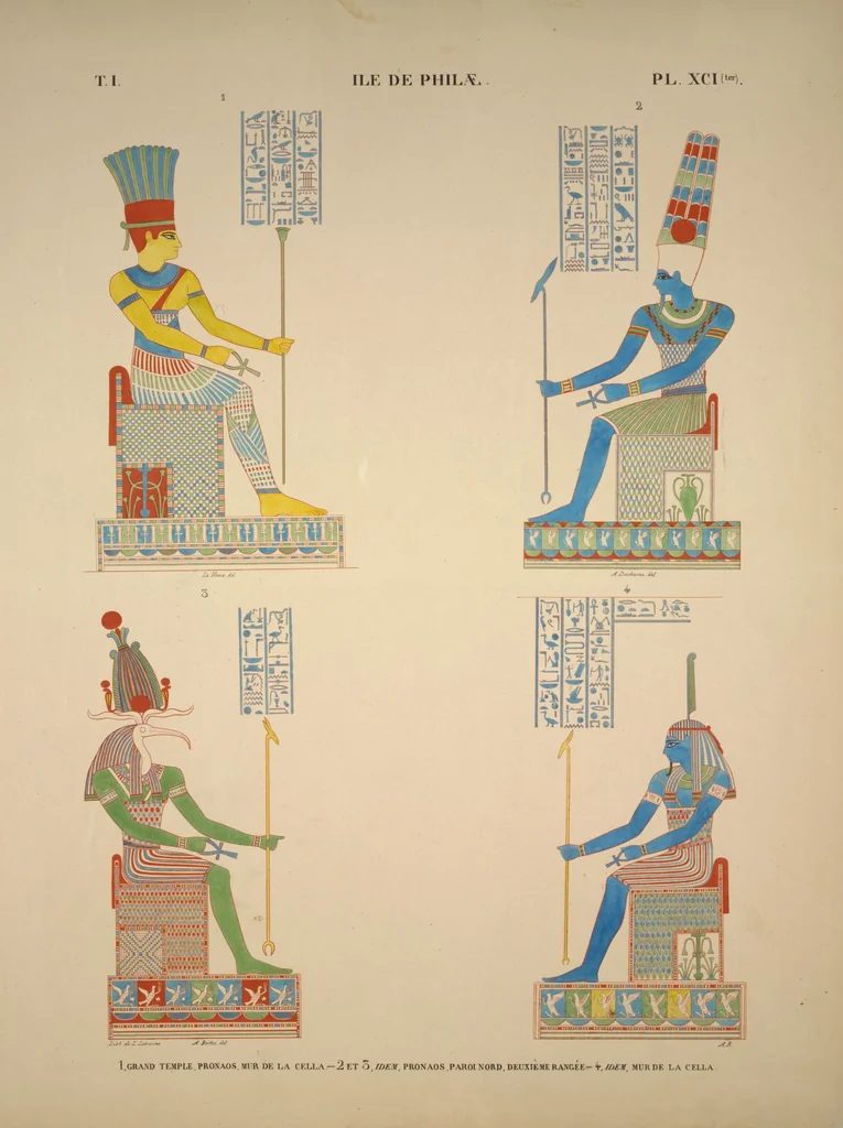 An illustration from Monuments de l'Égypte et de la Nubie, d'après les dessins exécutés sur les lieux sous la direction de Champollion-le-jeune, et les descriptions autographes qu'il en a rédigées; pub. sous les auspices de M. Guizot et de M. Thiers ... par une commission spéciale. Planches, 1835, leaf 104