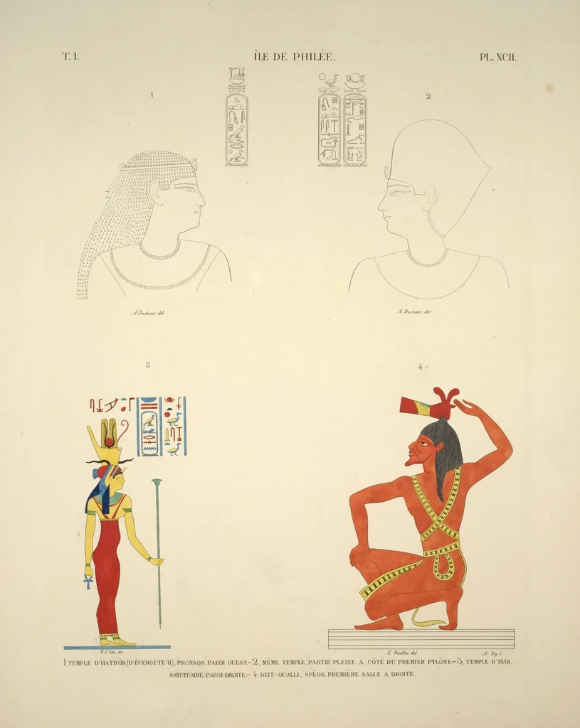 An illustration from Monuments de l'Égypte et de la Nubie, d'après les dessins exécutés sur les lieux sous la direction de Champollion-le-jeune, et les descriptions autographes qu'il en a rédigées; pub. sous les auspices de M. Guizot et de M. Thiers ... par une commission spéciale. Planches, 1835, leaf 105