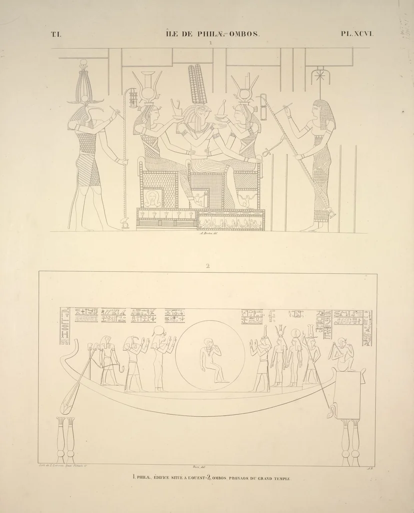 An illustration from Monuments de l'Égypte et de la Nubie, d'après les dessins exécutés sur les lieux sous la direction de Champollion-le-jeune, et les descriptions autographes qu'il en a rédigées; pub. sous les auspices de M. Guizot et de M. Thiers ... par une commission spéciale. Planches, 1835, leaf 109