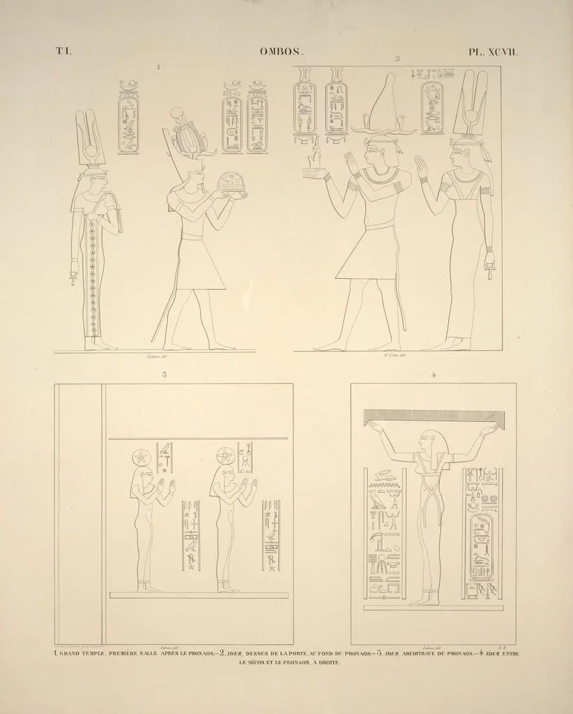 An illustration from Monuments de l'Égypte et de la Nubie, d'après les dessins exécutés sur les lieux sous la direction de Champollion-le-jeune, et les descriptions autographes qu'il en a rédigées; pub. sous les auspices de M. Guizot et de M. Thiers ... par une commission spéciale. Planches, 1835, leaf 111