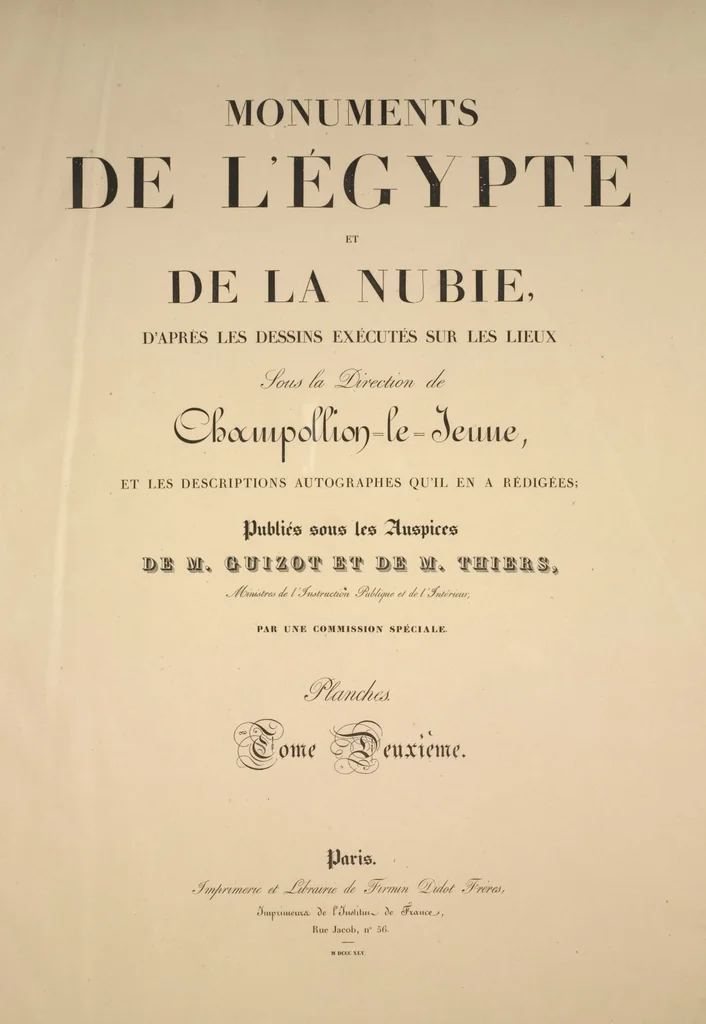 An illustration from Monuments de l'Égypte et de la Nubie, d'après les dessins exécutés sur les lieux sous la direction de Champollion-le-jeune, et les descriptions autographes qu'il en a rédigées; pub. sous les auspices de M. Guizot et de M. Thiers ... par une commission spéciale. Planches, 1835, leaf 116