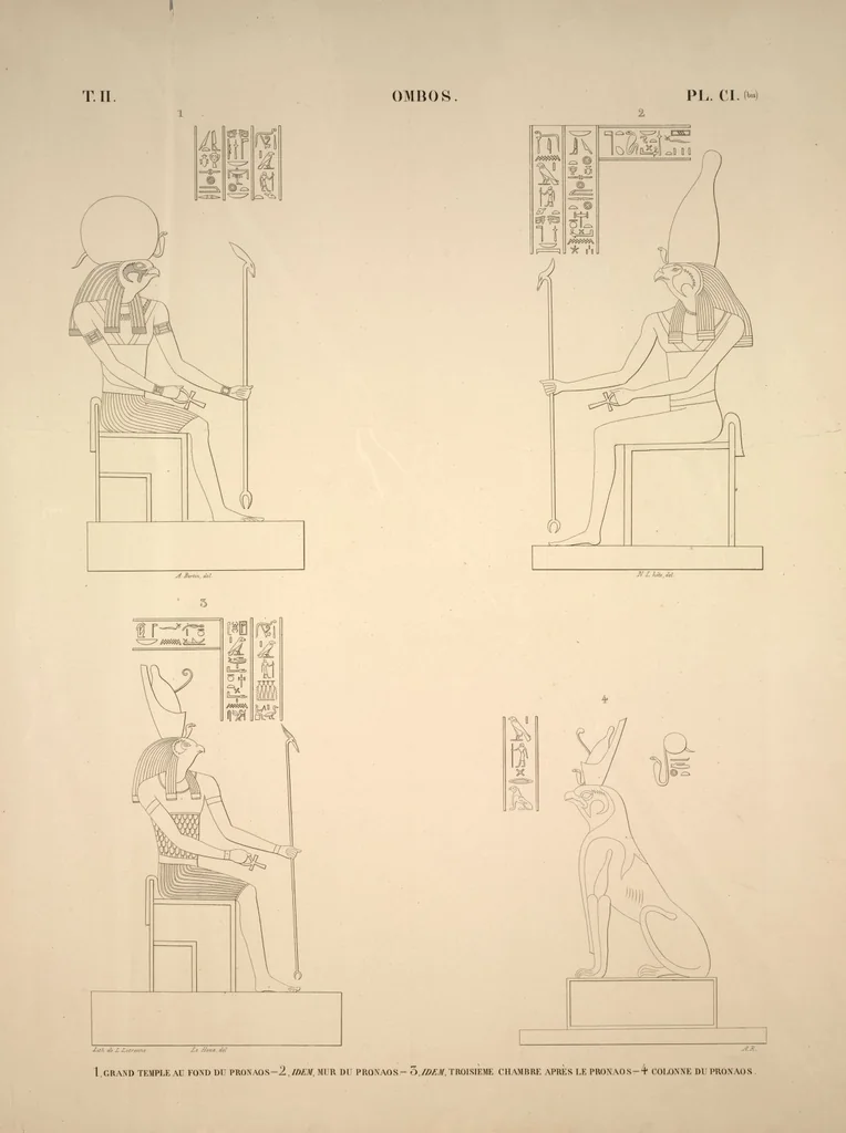 An illustration from Monuments de l'Égypte et de la Nubie, d'après les dessins exécutés sur les lieux sous la direction de Champollion-le-jeune, et les descriptions autographes qu'il en a rédigées; pub. sous les auspices de M. Guizot et de M. Thiers ... par une commission spéciale. Planches, 1835, leaf 117