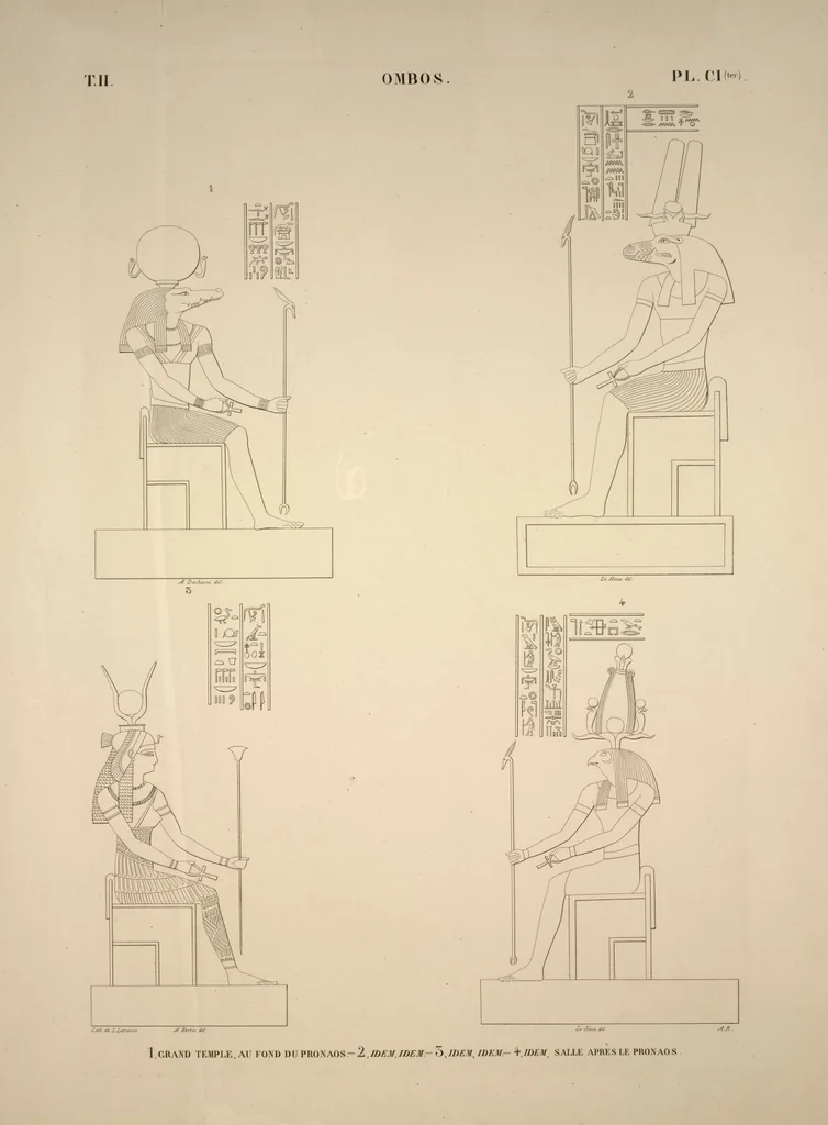 An illustration from Monuments de l'Égypte et de la Nubie, d'après les dessins exécutés sur les lieux sous la direction de Champollion-le-jeune, et les descriptions autographes qu'il en a rédigées; pub. sous les auspices de M. Guizot et de M. Thiers ... par une commission spéciale. Planches, 1835, leaf 118