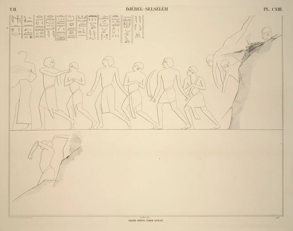 An illustration from Monuments de l'Égypte et de la Nubie, d'après les dessins exécutés sur les lieux sous la direction de Champollion-le-jeune, et les descriptions autographes qu'il en a rédigées; pub. sous les auspices de M. Guizot et de M. Thiers ... par une commission spéciale. Planches, 1835, leaf 131