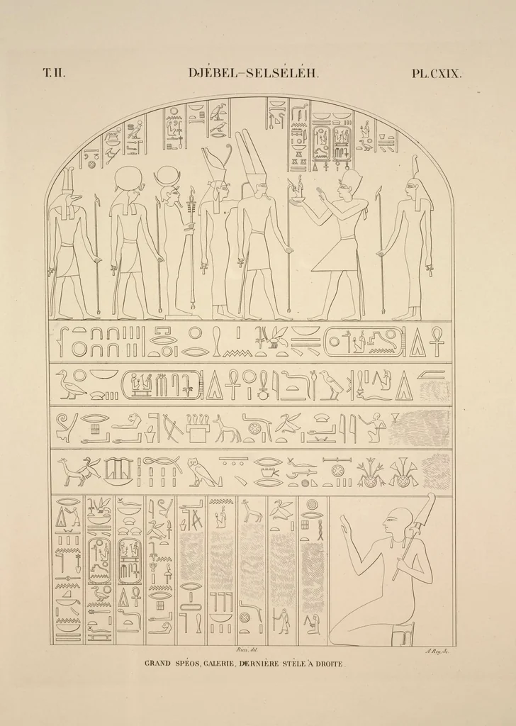 An illustration from Monuments de l'Égypte et de la Nubie, d'après les dessins exécutés sur les lieux sous la direction de Champollion-le-jeune, et les descriptions autographes qu'il en a rédigées; pub. sous les auspices de M. Guizot et de M. Thiers ... par une commission spéciale. Planches, 1835, leaf 137