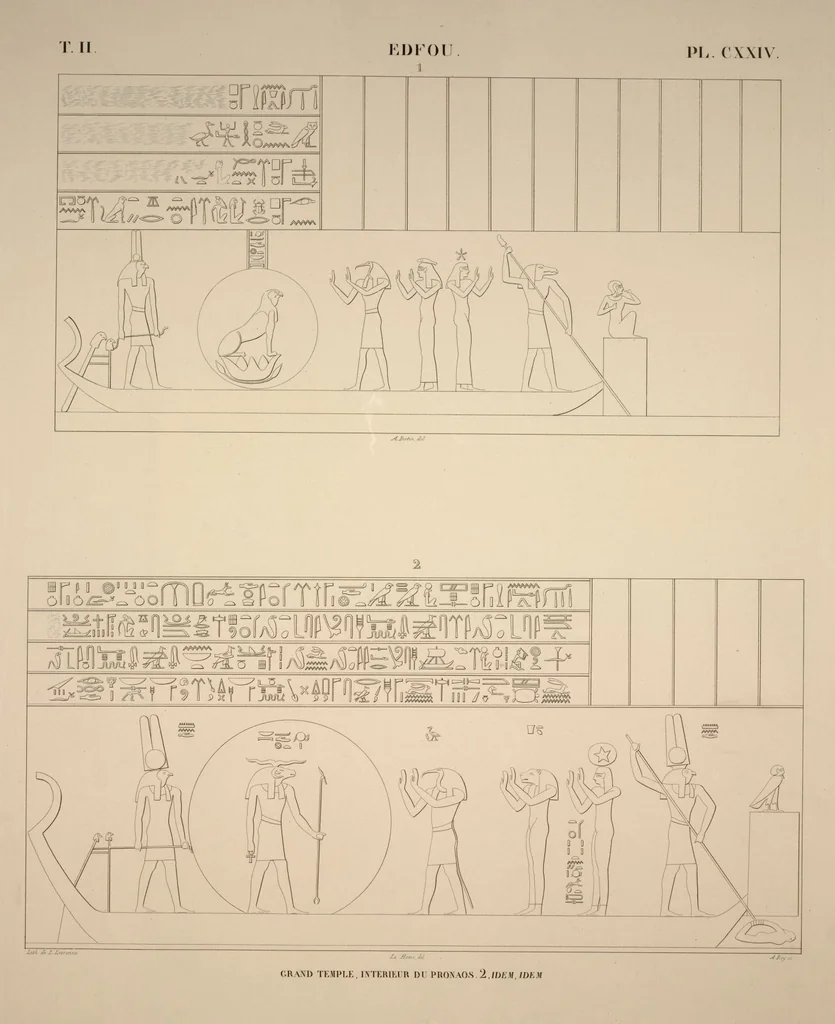 An illustration from Monuments de l'Égypte et de la Nubie, d'après les dessins exécutés sur les lieux sous la direction de Champollion-le-jeune, et les descriptions autographes qu'il en a rédigées; pub. sous les auspices de M. Guizot et de M. Thiers ... par une commission spéciale. Planches, 1835, leaf 144