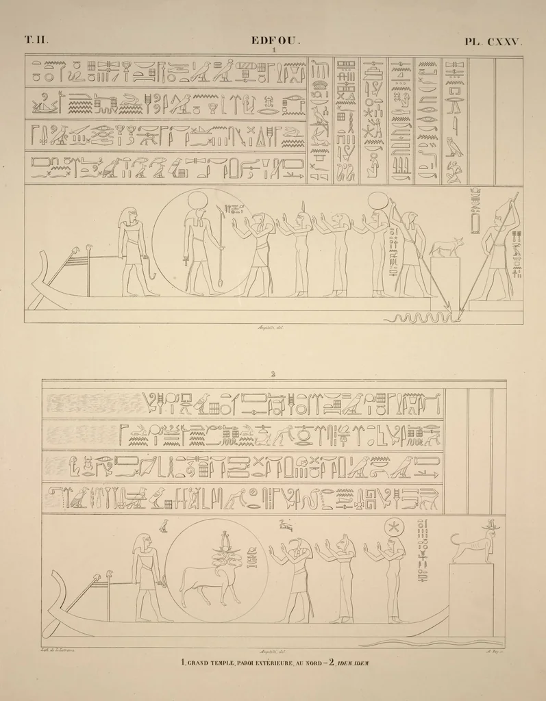 An illustration from Monuments de l'Égypte et de la Nubie, d'après les dessins exécutés sur les lieux sous la direction de Champollion-le-jeune, et les descriptions autographes qu'il en a rédigées; pub. sous les auspices de M. Guizot et de M. Thiers ... par une commission spéciale. Planches, 1835, leaf 145