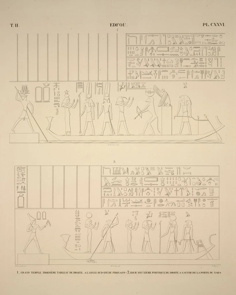 An illustration from Monuments de l'Égypte et de la Nubie, d'après les dessins exécutés sur les lieux sous la direction de Champollion-le-jeune, et les descriptions autographes qu'il en a rédigées; pub. sous les auspices de M. Guizot et de M. Thiers ... par une commission spéciale. Planches, 1835, leaf 146