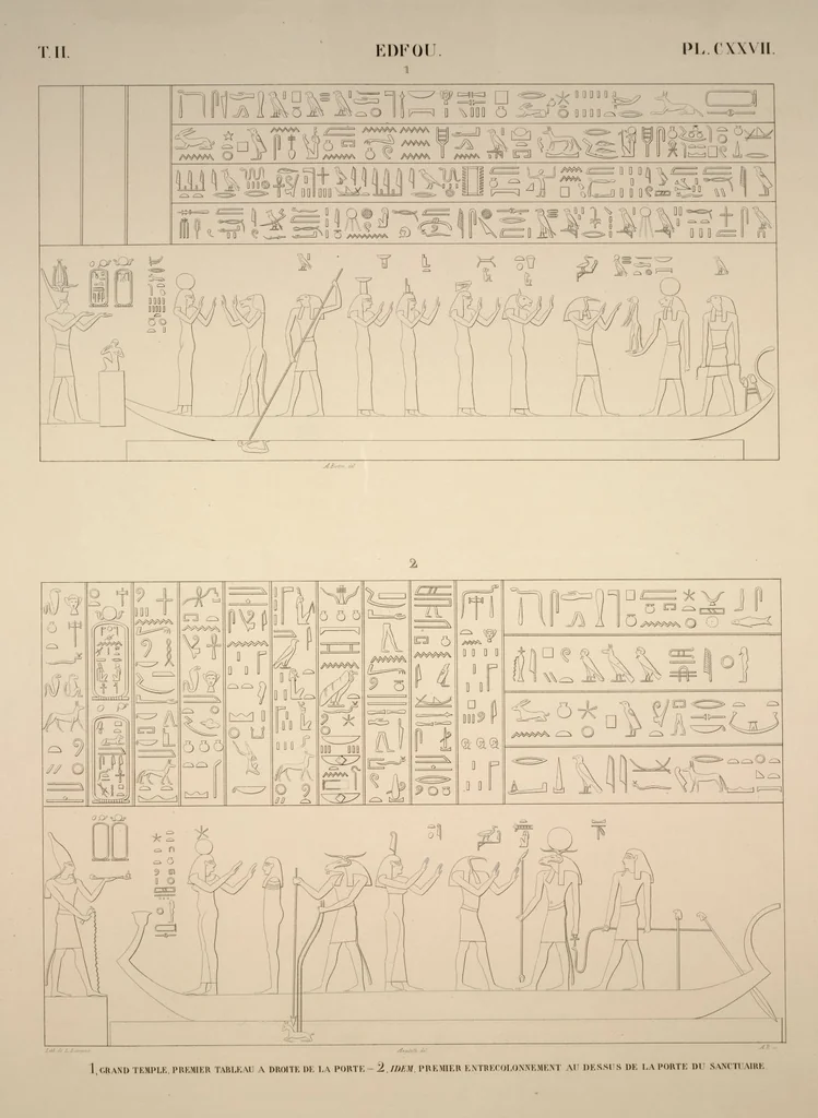 An illustration from Monuments de l'Égypte et de la Nubie, d'après les dessins exécutés sur les lieux sous la direction de Champollion-le-jeune, et les descriptions autographes qu'il en a rédigées; pub. sous les auspices de M. Guizot et de M. Thiers ... par une commission spéciale. Planches, 1835, leaf 147