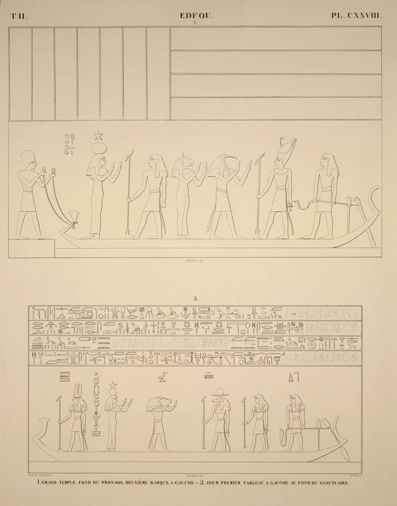 An illustration from Monuments de l'Égypte et de la Nubie, d'après les dessins exécutés sur les lieux sous la direction de Champollion-le-jeune, et les descriptions autographes qu'il en a rédigées; pub. sous les auspices de M. Guizot et de M. Thiers ... par une commission spéciale. Planches, 1835, leaf 148