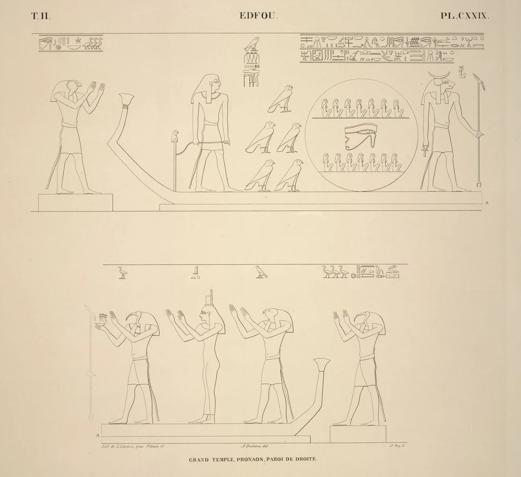 An illustration from Monuments de l'Égypte et de la Nubie, d'après les dessins exécutés sur les lieux sous la direction de Champollion-le-jeune, et les descriptions autographes qu'il en a rédigées; pub. sous les auspices de M. Guizot et de M. Thiers ... par une commission spéciale. Planches, 1835, leaf 149