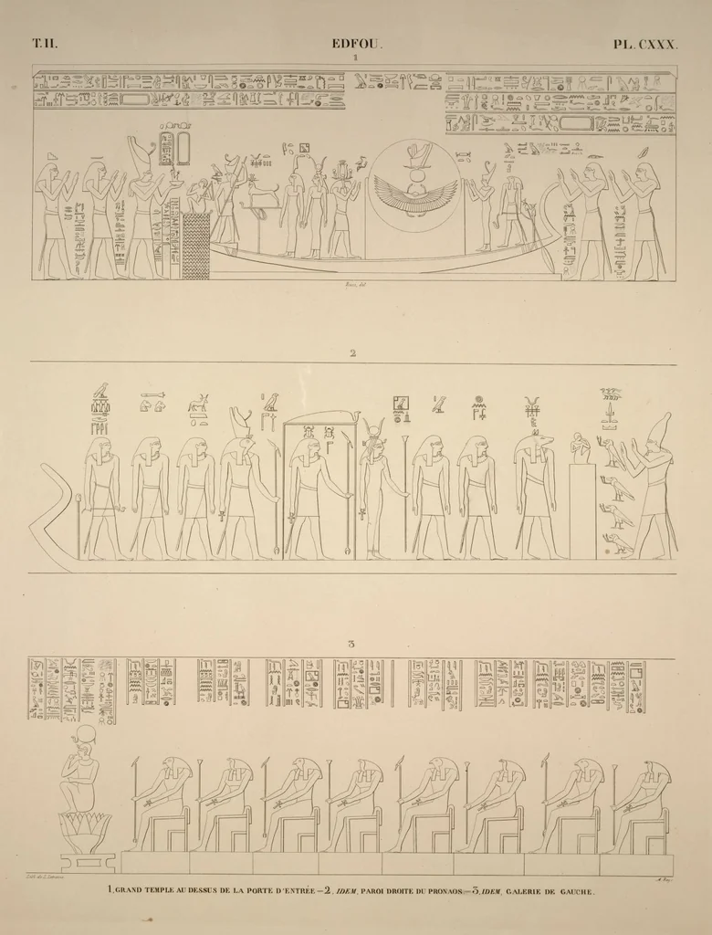 An illustration from Monuments de l'Égypte et de la Nubie, d'après les dessins exécutés sur les lieux sous la direction de Champollion-le-jeune, et les descriptions autographes qu'il en a rédigées; pub. sous les auspices de M. Guizot et de M. Thiers ... par une commission spéciale. Planches, 1835, leaf 150