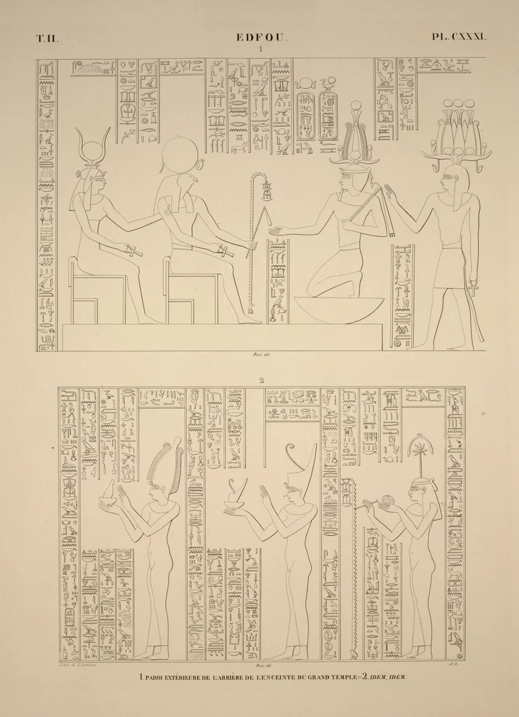 An illustration from Monuments de l'Égypte et de la Nubie, d'après les dessins exécutés sur les lieux sous la direction de Champollion-le-jeune, et les descriptions autographes qu'il en a rédigées; pub. sous les auspices de M. Guizot et de M. Thiers ... par une commission spéciale. Planches, 1835, leaf 151
