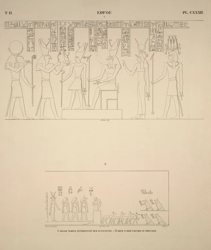 An illustration from Monuments de l'Égypte et de la Nubie, d'après les dessins exécutés sur les lieux sous la direction de Champollion-le-jeune, et les descriptions autographes qu'il en a rédigées; pub. sous les auspices de M. Guizot et de M. Thiers ... par une commission spéciale. Planches, 1835, leaf 152