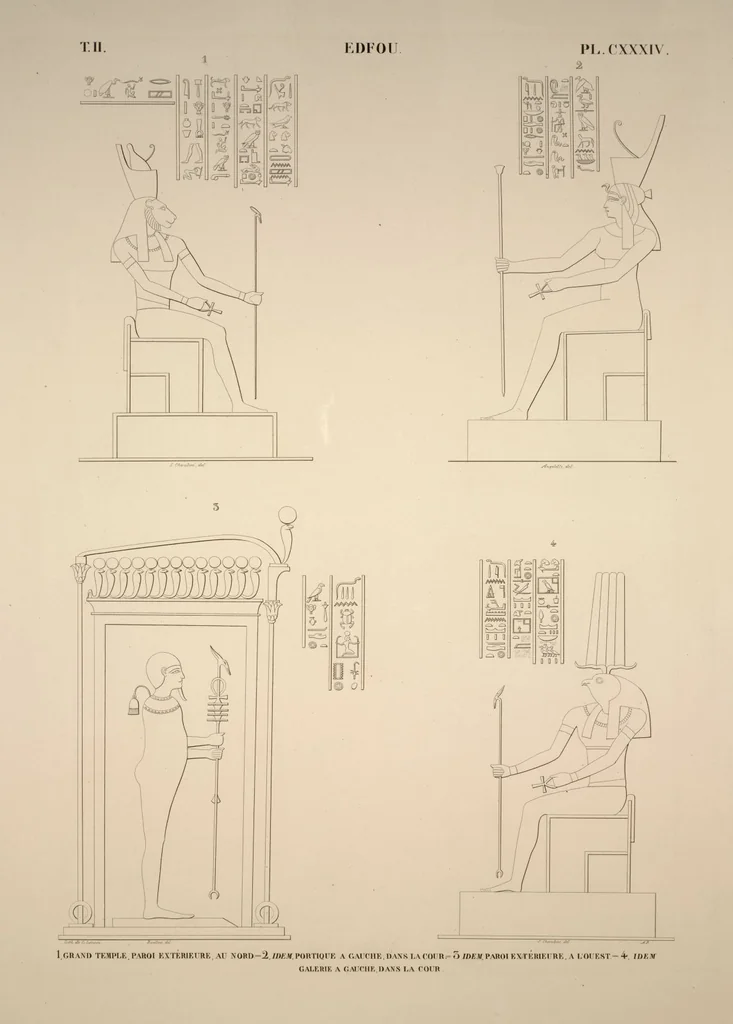 An illustration from Monuments de l'Égypte et de la Nubie, d'après les dessins exécutés sur les lieux sous la direction de Champollion-le-jeune, et les descriptions autographes qu'il en a rédigées; pub. sous les auspices de M. Guizot et de M. Thiers ... par une commission spéciale. Planches, 1835, leaf 154