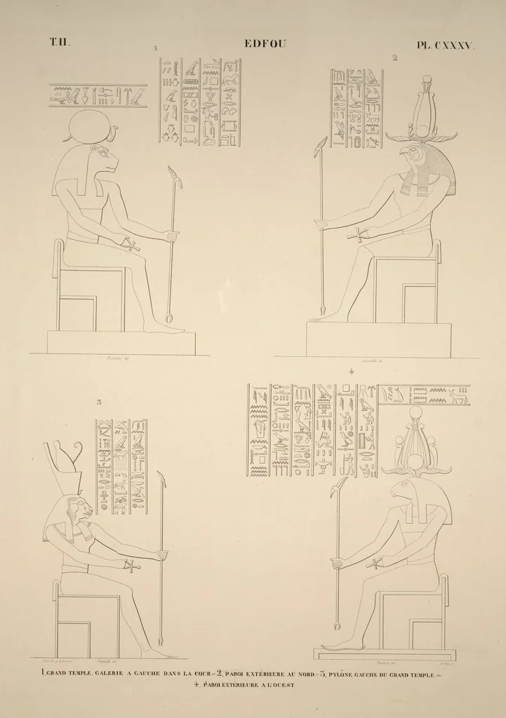 An illustration from Monuments de l'Égypte et de la Nubie, d'après les dessins exécutés sur les lieux sous la direction de Champollion-le-jeune, et les descriptions autographes qu'il en a rédigées; pub. sous les auspices de M. Guizot et de M. Thiers ... par une commission spéciale. Planches, 1835, leaf 155